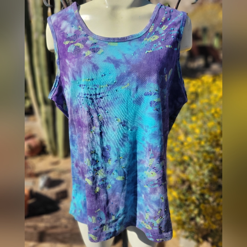 Tantrums Purple and Blue Tie-Dye Tank Top